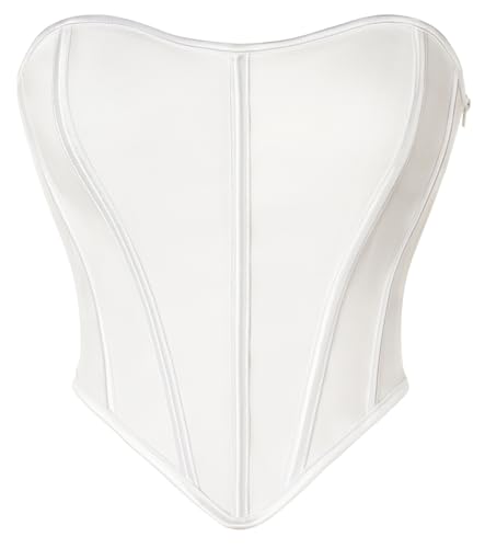 SCARLET DARKNESS Damen Mittelalter Korsett Oberteile Weiß Lace-up Trachtenmieder Vampir Kostüme für Halloween Costume 38 von SCARLET DARKNESS