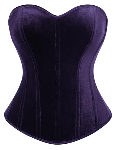 SCARLET DARKNESS Damen Ren Faire Crop Top für Kleid Ärmellos mit Reißverschluss Korsett Dunkellila 44 von SCARLET DARKNESS