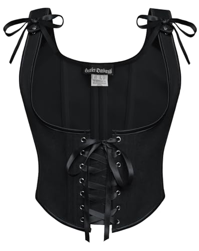 SCARLET DARKNESS Damen Renaissance Bustier Lace-up U-Ausschnitt Corset Top Unterbrust Cosplay Korsett Schwarz 42 von SCARLET DARKNESS