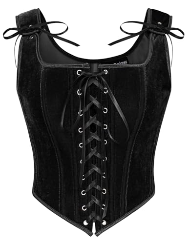 SCARLET DARKNESS Damen Renaissance Corsagen Weste Vintage mit Schnürung Tank Oberteile Schwarz 36 von SCARLET DARKNESS
