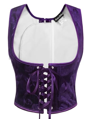 SCARLET DARKNESS Damen Renaissance Corset Top Lace-up Samt Corsage Herbst Winter Christmas Unterbrust Piraten Korsett Lila 40 von SCARLET DARKNESS