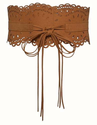 SCARLET DARKNESS Damen Renaissance Gürtel Lace-up Breiter Leder Waspie Mittelalter Elegant Korsett Gürtel Braun XL von SCARLET DARKNESS