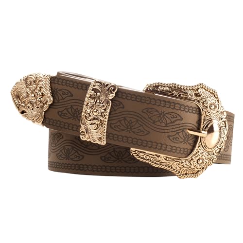 SCARLET DARKNESS Damen Renaissance Gürtel Mittelalter Cowboy Leder Western Belt Jeans Kaffee M von SCARLET DARKNESS