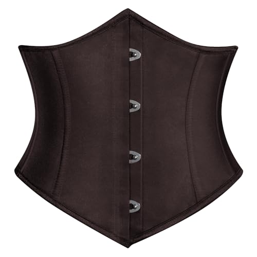 SCARLET DARKNESS Damen Renaissance Korsagen Bustiers Retro Milkmaid Wide Stretchgürtel Dunkelbraun 42 von SCARLET DARKNESS