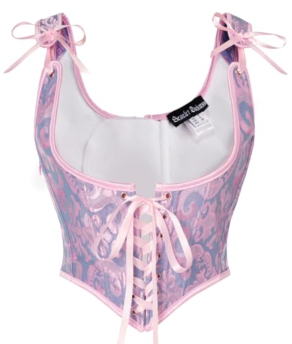 SCARLET DARKNESS Damen Renaissance Korsett Plus Size Unterbrustkorsett Oberteile Schnürmieder Hellviolett 48 von SCARLET DARKNESS