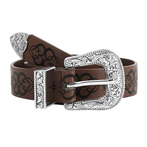 SCARLET DARKNESS Damen Renaissance Schmaler Gürtel PU Leder mit Metallschnalle Bindegürtel Schokolade L von SCARLET DARKNESS