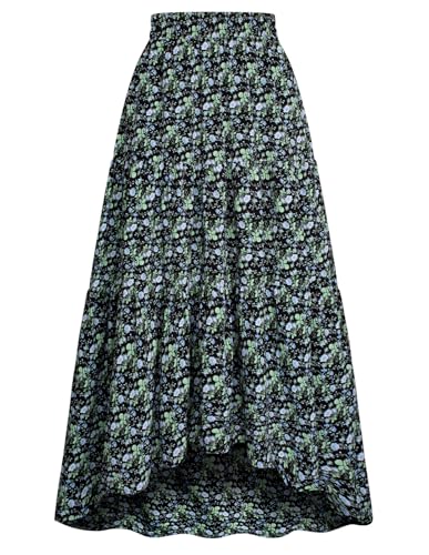 Große Größen Langer Rock Damen A-Linie Renaissance Sommer Party Rock Schwarz Lila Blumen XXL von SCARLET DARKNESS