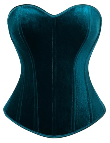 SCARLET DARKNESS Damen Steampunk Korsett Halloween Karneval Festlich Fasching Vollbrust Pfauenblau 42 von SCARLET DARKNESS