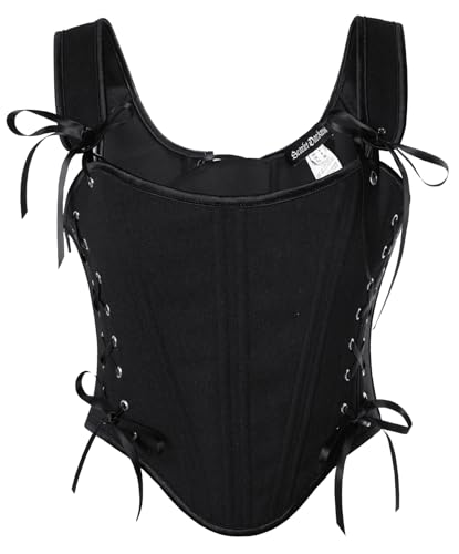 Damen Viktorianische Floral Korsett Elegant mit Fishbone Mittelalter Mieder Schwarz 40 von SCARLET DARKNESS