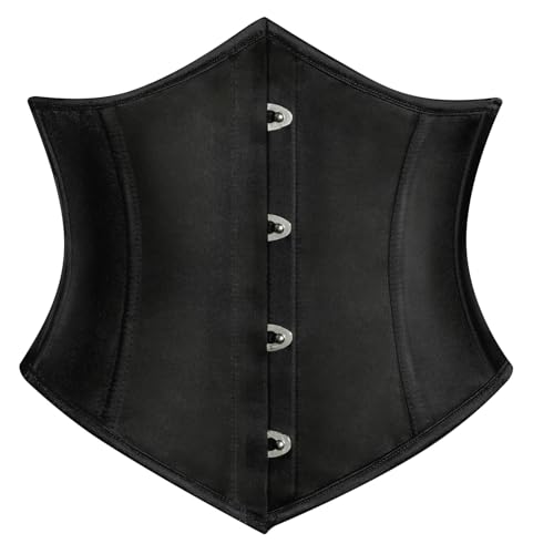 Damen Cottagecore Unterbrust Korsett Einfarbig Peasant Country Korsett Schwarz 46 von SCARLET DARKNESS