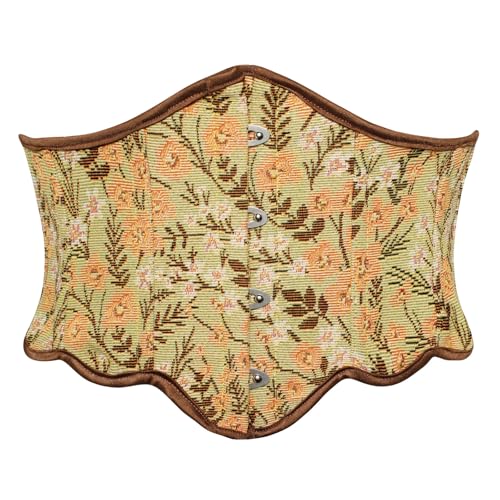SCARLET DARKNESS Damen Vintage Taillengürtel Lace-up Korsett Gürtel Blumendruck Mittelalter Kleidung für Party Braun 36 von SCARLET DARKNESS