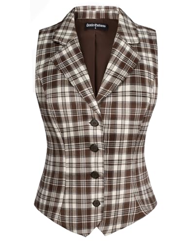 SCARLET DARKNESS Damen Weste Mittelalter Viktorianisch Plaid Trachtenweste 2024 Retro Ärmellose Weste Mantel Braun XL SCARLET DARKNESS Damen Weste Mittelalter Viktorianisch Plaid Trachtenweste 2024 Retro Ärmellose Weste Mantel Braun XL von SCARLET DARKNESS
