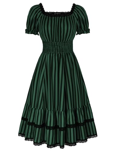 Damen Wiking Piratkostüm Cosplay Halloween Karneval Fasching Party Kleid Grün Schwarz XL von SCARLET DARKNESS