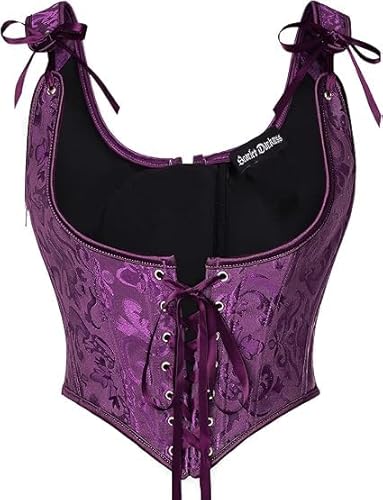 SCARLET DARKNESS Korsett-Oberteile für Frauen Vintage Jacquard Renaissance Unterbrustkorsett Dunkelviolett 42 von SCARLET DARKNESS
