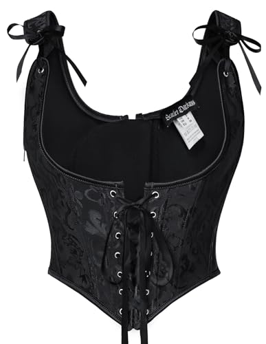 Korsett Oberteile für Frauen Vintage Jacquard Unterbrustkorsett Bustier Mieder Schwarz 48 von SCARLET DARKNESS