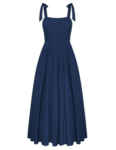 SCARLET DARKNESS Mittelalter Kleid Damen Lang Ärmellos Renaissance Corsagenkleid Fasching Karneval Cosplay Maxikleid mit Taschen Dunkelblau XL von SCARLET DARKNESS