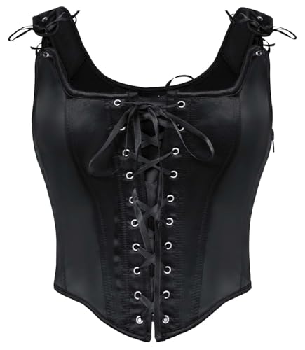 SCARLET DARKNESS Renaissance Damen Mittelalter Mieder Vintage mit Schnürung Öse Fishbone Weste Schwarz 38 von SCARLET DARKNESS