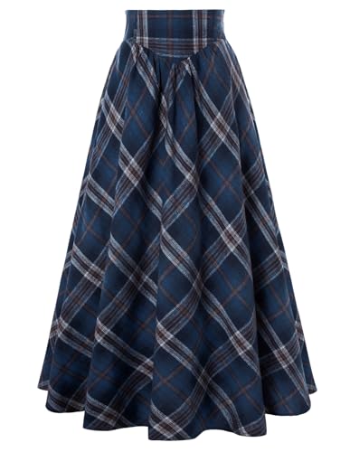 SCARLET DARKNESS Steampunk Damen Piratenkostüm Halloween Karneval Fasching Party Faltenrock Blau Plaid XL von SCARLET DARKNESS