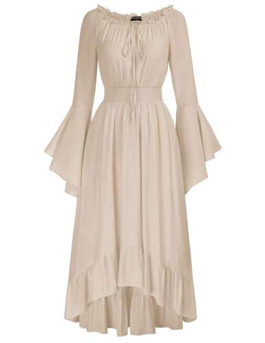 SCARLET DARKNESS Steampunk Wikinger Kostüm Damen Halloween Karneval Festlich Vampir Maxikleid Khaki M von SCARLET DARKNESS