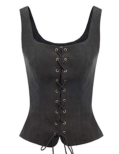 SCARLET DARKNESS Vintage Damen Weste Elegante Wildleder Weihnachten Party Weste Schwarz S von SCARLET DARKNESS