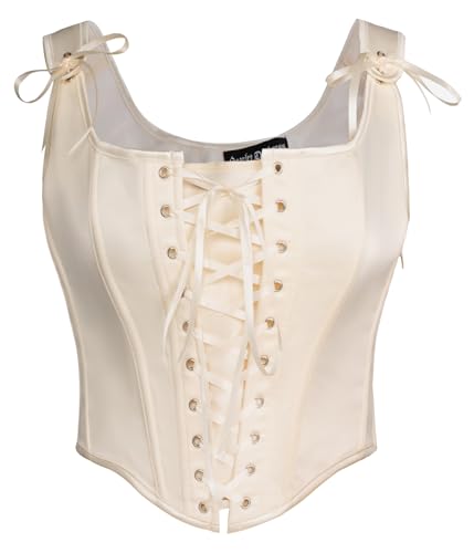 SCARLET DARKNESS Wikinger Korsett Shapewear Schulterfrei mit Reißverschluss Weste Brust Binder Aprikose 42 von SCARLET DARKNESS