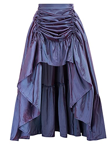 Scarlet Darkness Damen Gothic Steampunk Rock Viktorianischer High-Low Bustle Rock, Marineblau, X-Groß von SCARLET DARKNESS