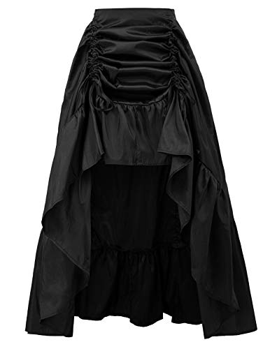 Scarlet Darkness Damen Gothic Steampunk Rock viktorianisch High-Low Bustle Rock - Schwarz - Mittel von SCARLET DARKNESS