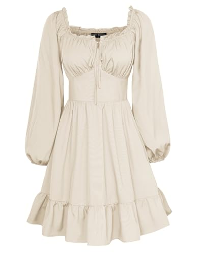 Scarlet Darkness Damen Korsettkleid, lange Laternenärmel, schulterfrei, Minikleid, aprikose, Mittel von SCARLET DARKNESS