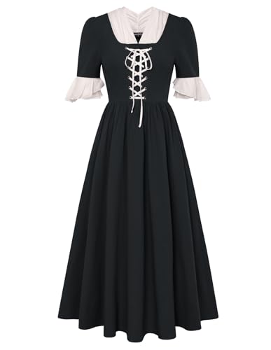 Scarlet Darkness Damen Pionier Kostüm Kleid Prärie Kolonial Bürgerkrieg Kleid Schwarz L von SCARLET DARKNESS