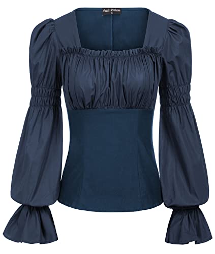 Scarlet Darkness Damen Renaissance-Hemd, Puffärmel, quadratischer Ausschnitt, Bauern-Tops, Marineblau, Mittel Scarlet Darkness Damen Renaissance-Hemd, Puffärmel, quadratischer Ausschnitt, Bauern-Tops, Marineblau, Mittel von SCARLET DARKNESS