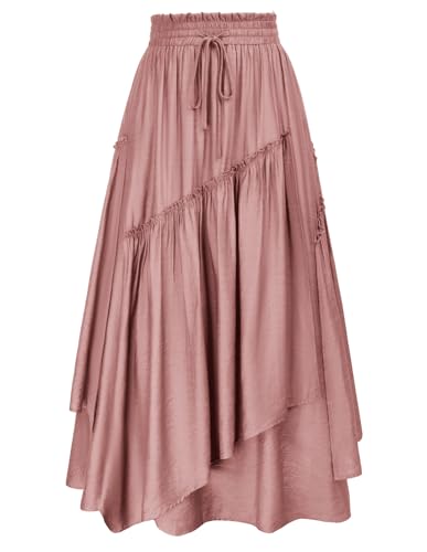 Scarlet Darkness Damen Renaissance-Lagenrock, langer, Stufenrock mit elastischem hohen Bund und Taschen, Dusty Rose, Mittel Scarlet Darkness Damen Renaissance-Lagenrock, langer, Stufenrock mit elastischem hohen Bund und Taschen, Dusty Rose, Mittel von SCARLET DARKNESS