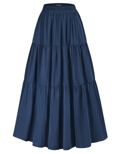 Scarlet Darkness Maxi Lange Röcke für Frauen Sommer Flowy Renaissance Rock mit Taschen, Marineblau, XX-Large von SCARLET DARKNESS