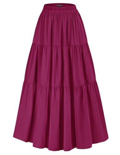 Scarlet Darkness Maxi-Röcke für Damen, Sommer, fließender Renaissance-Rock mit Taschen, Fuchsia, Groß von SCARLET DARKNESS