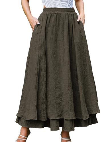 Scarlet Darkness Maxirock für Damen, Übergröße, Renaissance, lange Röcke, mehrlagiger, fließender Boho-Rock mit Taschen, Forest Night, XX-Large von SCARLET DARKNESS