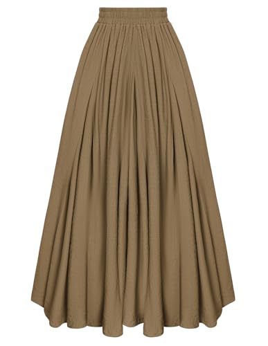 Viktorianisch Maxi Rock Damen mit Taschen Renaissance Gypsy A-Linie Festlich Leicht Rock Gelb Kaffee L von SCARLET DARKNESS