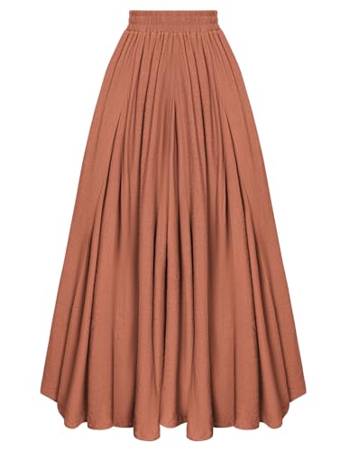 Viktorianisch Maxi Rock Damen mit Taschen Renaissance Gypsy A-Linie Festlich Leicht Rock Orange L von SCARLET DARKNESS