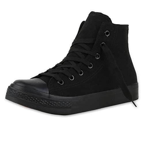 SCARPE VITA Bequeme Sportliche Damen Sneakers High Schnürer 121148 Schwarz Schwarz Basic 37 von SCARPE VITA