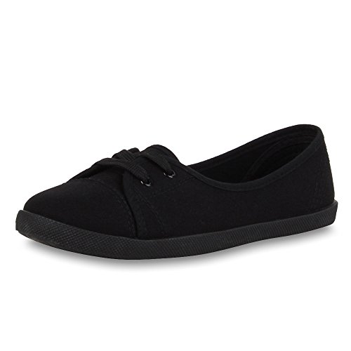 SCARPE VITA Damen Ballerinas Sportliche Stoffschuhe Slipper Flats 160497 Schwarz 36 von SCARPE VITA