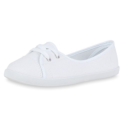 SCARPE VITA Damen Ballerinas Sportliche Stoffschuhe Slipper Flats 160499 Weiss 36 von SCARPE VITA