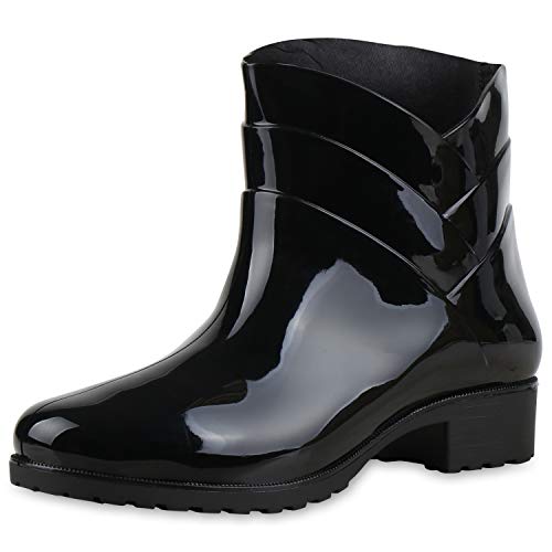 SCARPE VITA Damen Gummistiefel Profilsohle Stiefel Regen Schuhe 172761 Schwarz Schwarz 36 von SCARPE VITA