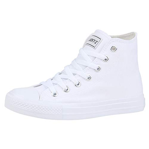 SCARPE VITA Damen High Top Sneaker Sportschuhe Kult Schnürer Freizeit Schuhe Sportliche Turnschuhe 172950 Weiss White 43 von SCARPE VITA