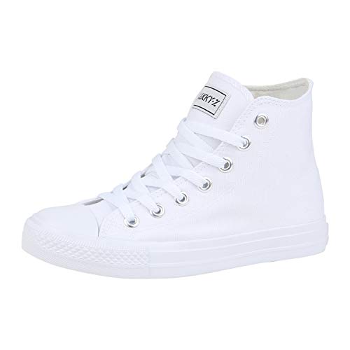 SCARPE VITA Damen High Top Sneaker Sportschuhe Kult Schnürer Freizeit Schuhe Sportliche Turnschuhe 178592 Weiss Weiss 43 von SCARPE VITA