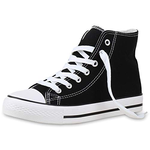 SCARPE VITA Damen High Top Sneakers Sportschuhe Stoffschuhe Freizeit Schuhe 135082 Schwarz 43 von SCARPE VITA