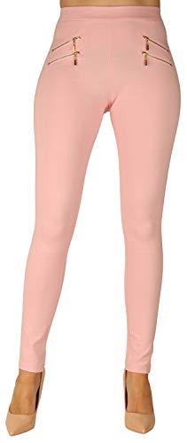 SCARPE VITA Damen Hosen Regular Waist Treggings Skinny Fit High Stretch Zipper Figurbetont 10105201495 Rosa 40 von SCARPE VITA