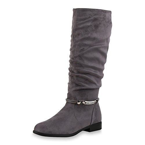 SCARPE VITA Damen Klassische Stiefel Strass Zierperlen Schuhe Leicht Gefüttert 148961 Grau Strasssteine 39 von SCARPE VITA