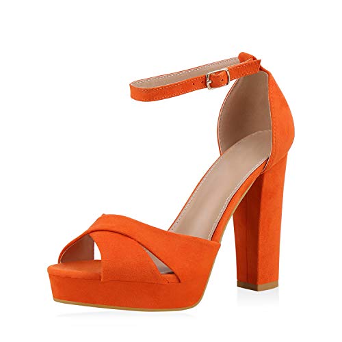 SCARPE VITA Damen Plateau Sandaletten Party Schuhe Blockabsatz High Heels Wildleder-Optik Absatzschuhe Riemchensandaletten 182739 Orange Total 41 SCARPE VITA Damen Plateau Sandaletten Party Schuhe Blockabsatz High Heels Wildleder-Optik Absatzschuhe Riemchensandaletten 182739 Orange Total 41 von SCARPE VITA