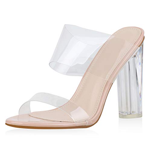 SCARPE VITA Damen Sandalen Pantoletten Transparente Mules Sommer Party Schuhe High Heels Lack Absatzschuhe 176334 Rosa 36 von SCARPE VITA