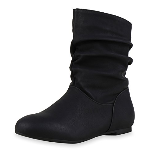 SCARPE VITA Damen Schlupfstiefel Leder-Optik Stiefeletten Bequeme Schuhe 164107 Schwarz 38 von SCARPE VITA