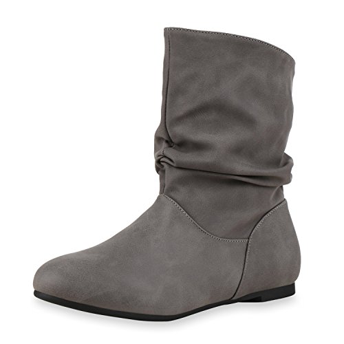 SCARPE VITA Damen Schlupfstiefel Leder-Optik Stiefeletten Bequeme Schuhe 164110 Grau 41 von SCARPE VITA