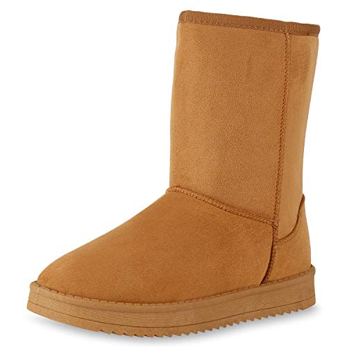 SCARPE VITA Damen Schlupfstiefel Warm Gefütterte Stiefel Winter Plateau Boots 172393 Hellbraun Hellbraun 38 von SCARPE VITA